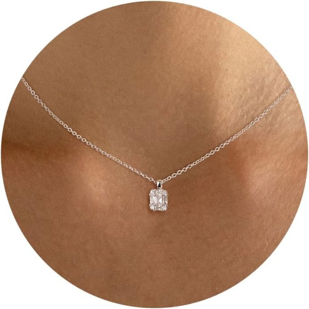 Pendant Necklace Dainty CZ Silver Gold Plated Jewelry Gift for Women